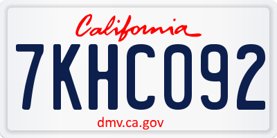 CA license plate 7KHC092