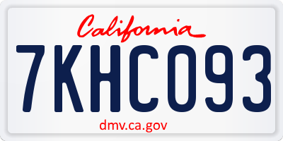 CA license plate 7KHC093