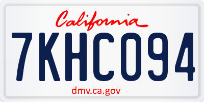 CA license plate 7KHC094