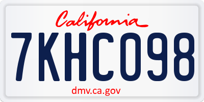 CA license plate 7KHC098
