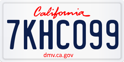 CA license plate 7KHC099