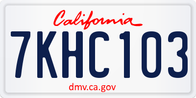 CA license plate 7KHC103