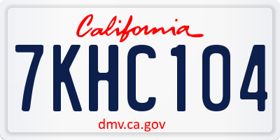 CA license plate 7KHC104