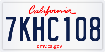 CA license plate 7KHC108