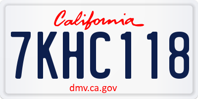 CA license plate 7KHC118
