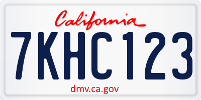 CA license plate 7KHC123