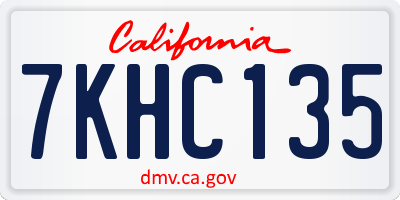 CA license plate 7KHC135