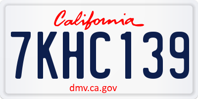 CA license plate 7KHC139