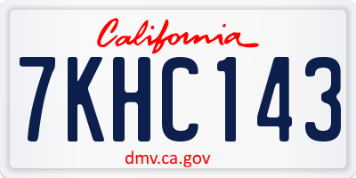 CA license plate 7KHC143