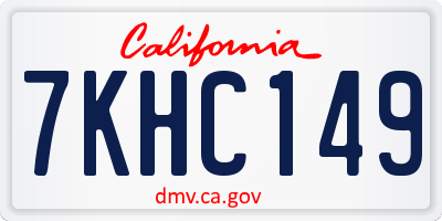 CA license plate 7KHC149