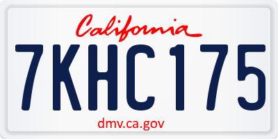 CA license plate 7KHC175