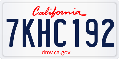 CA license plate 7KHC192
