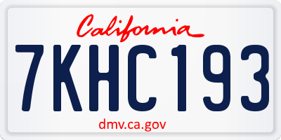 CA license plate 7KHC193