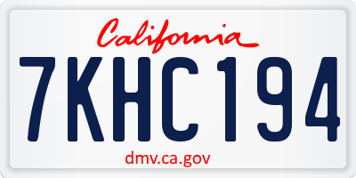 CA license plate 7KHC194