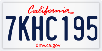 CA license plate 7KHC195