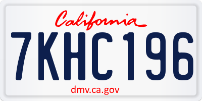 CA license plate 7KHC196