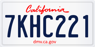 CA license plate 7KHC221