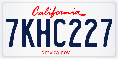 CA license plate 7KHC227