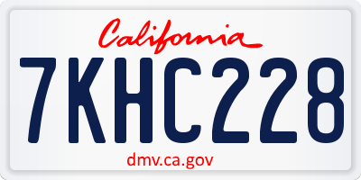 CA license plate 7KHC228