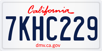 CA license plate 7KHC229