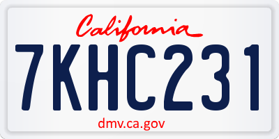 CA license plate 7KHC231