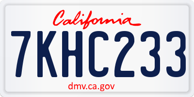 CA license plate 7KHC233