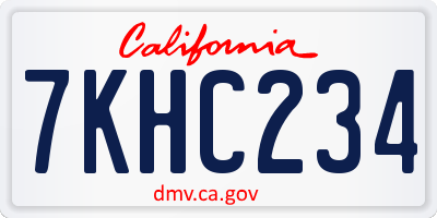 CA license plate 7KHC234