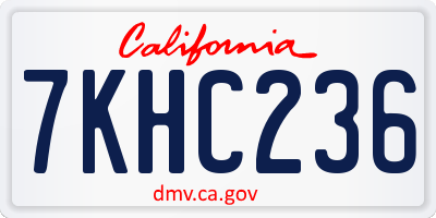 CA license plate 7KHC236
