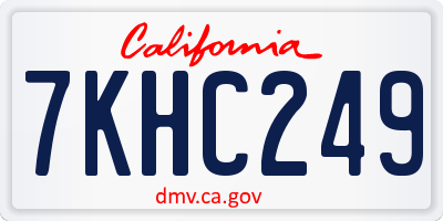 CA license plate 7KHC249