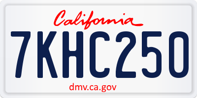 CA license plate 7KHC250
