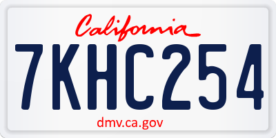 CA license plate 7KHC254