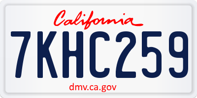 CA license plate 7KHC259