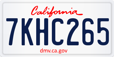 CA license plate 7KHC265