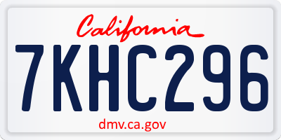 CA license plate 7KHC296