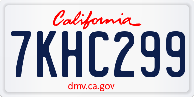 CA license plate 7KHC299