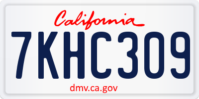 CA license plate 7KHC309