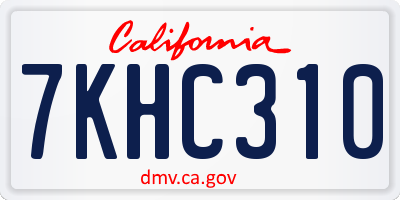 CA license plate 7KHC310