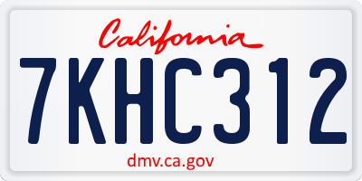 CA license plate 7KHC312