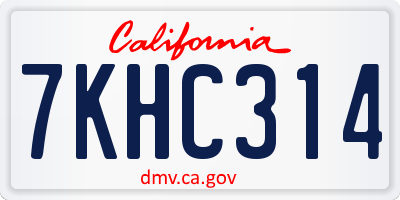 CA license plate 7KHC314