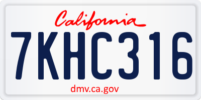 CA license plate 7KHC316