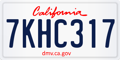 CA license plate 7KHC317