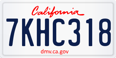 CA license plate 7KHC318