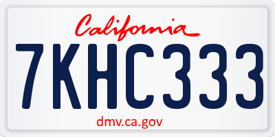 CA license plate 7KHC333