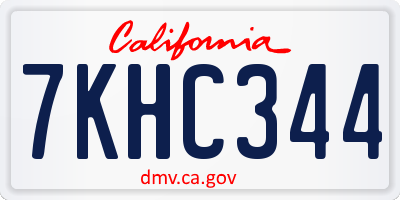 CA license plate 7KHC344