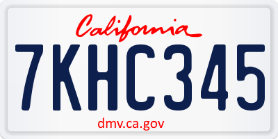 CA license plate 7KHC345