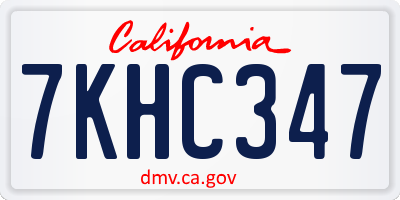 CA license plate 7KHC347