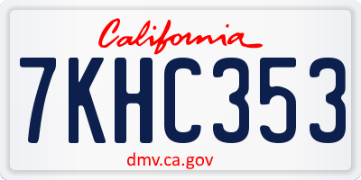 CA license plate 7KHC353