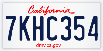 CA license plate 7KHC354