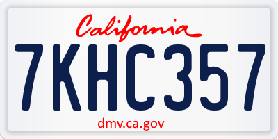 CA license plate 7KHC357