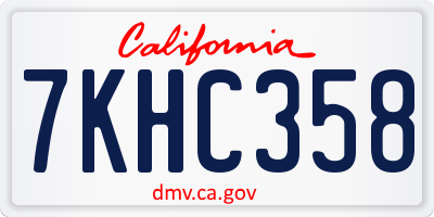 CA license plate 7KHC358
